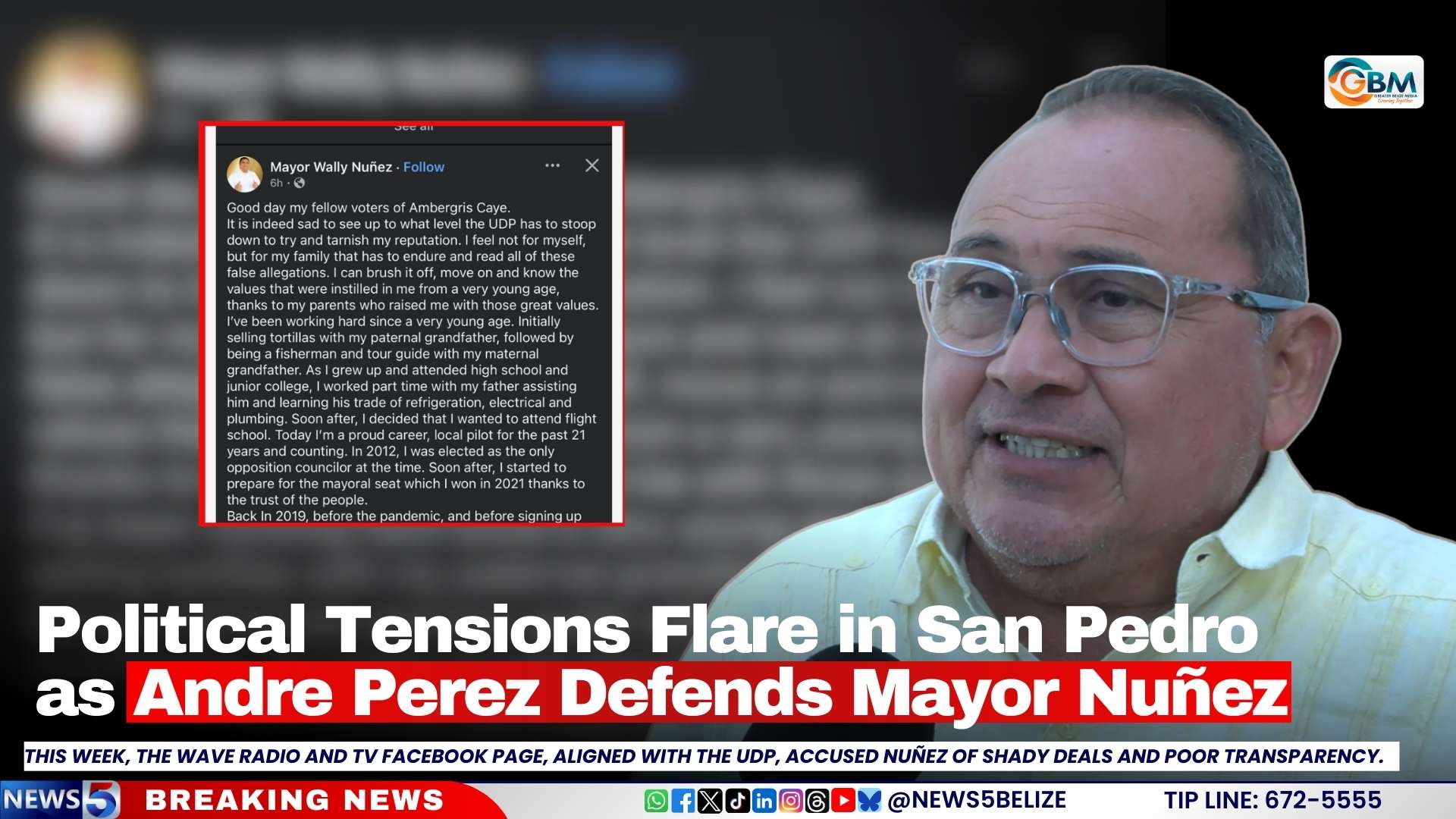 Political Tensions Flare in San Pedro as Andre Perez Defends Mayor Nuñez