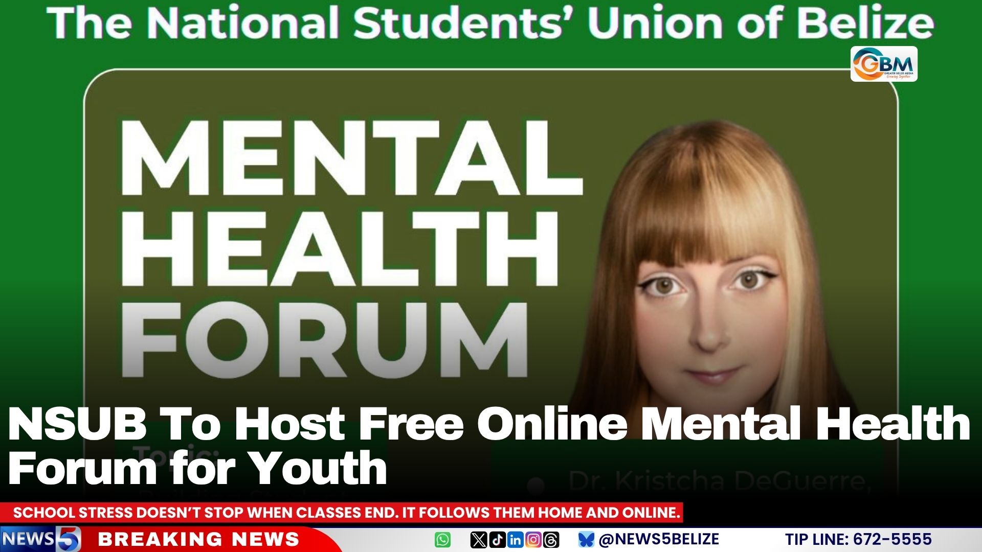 NSUB To Host Free Online Mental Health Forum for Youth