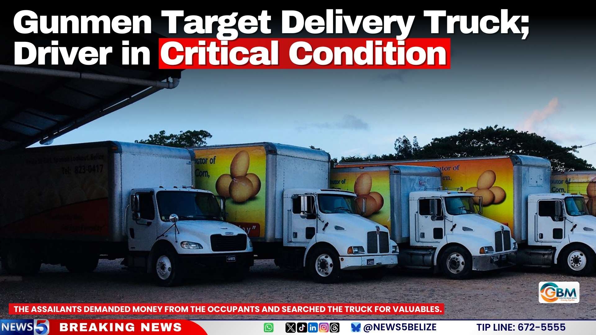 Gunmen Target Delivery Truck; Driver in Critical Condition