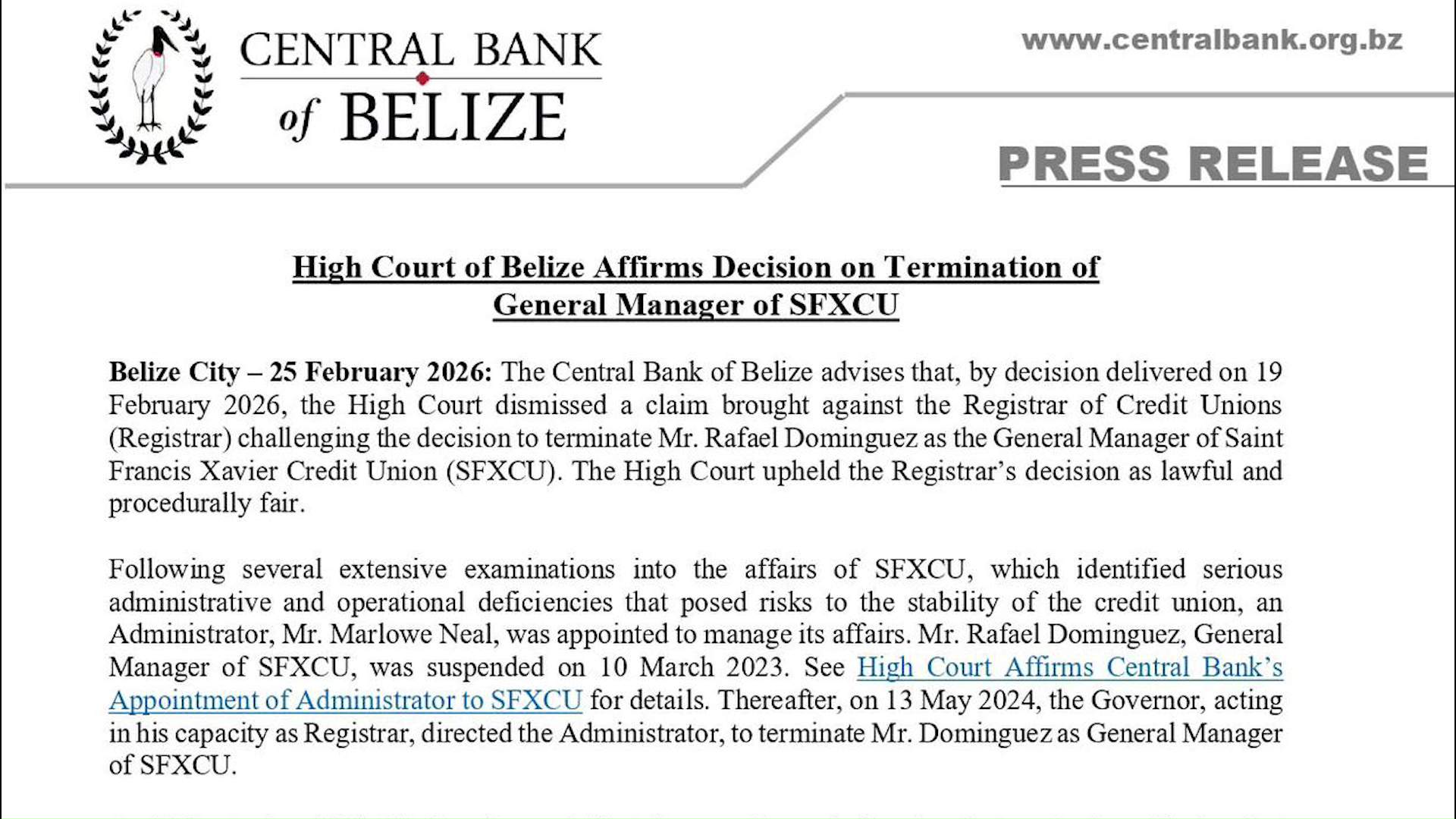 High Court Backs SFXCU Management Shake-Up